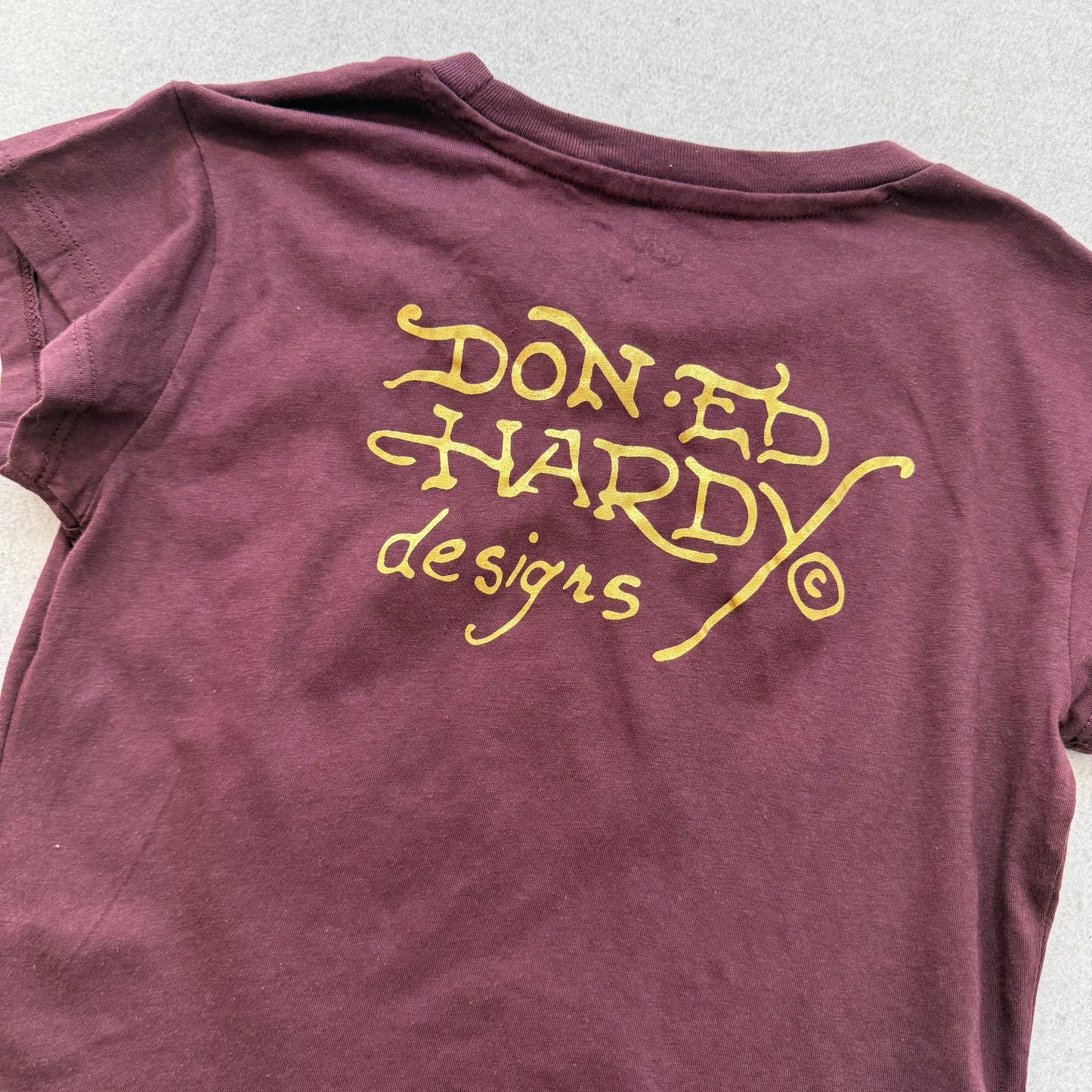 ED HARDY “Diamond Flower” CAP SLEEVE CROPPED BABY TEE