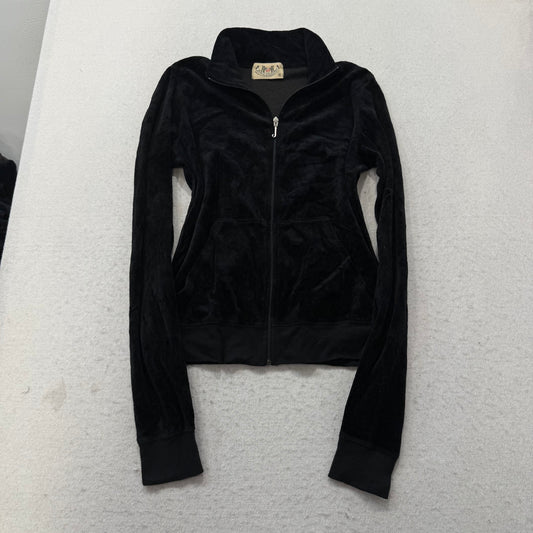 2003 Vtg Juicy Couture Scottie Dogs Women's Black Velour Zip-Up Track Jacket Size M