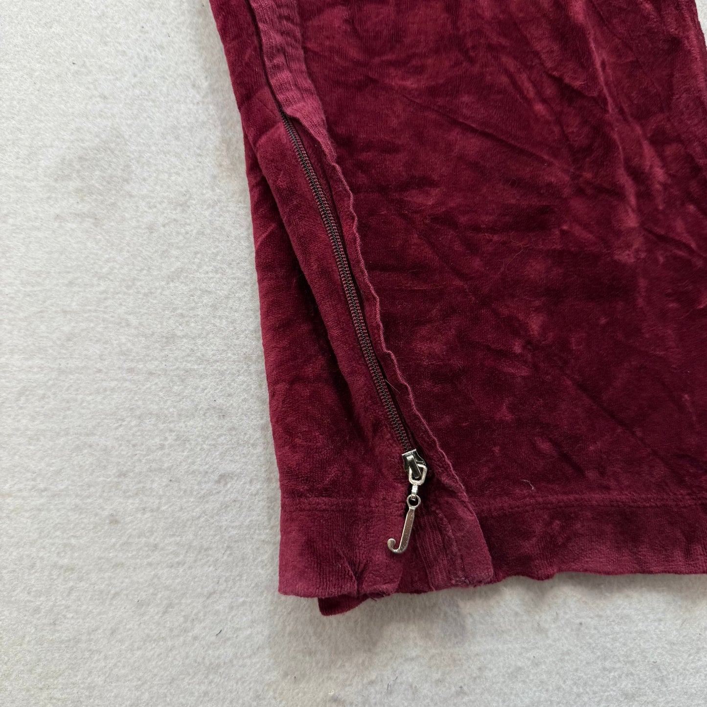 2003 Vintage Juicy Couture Women's Maroon Velour Flare Track Pant Zipper Size XL