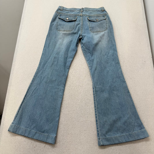 Gap Long and Lean Women's Blue Denim Slim Bootcut Jeans Embroidered Rose Size 14