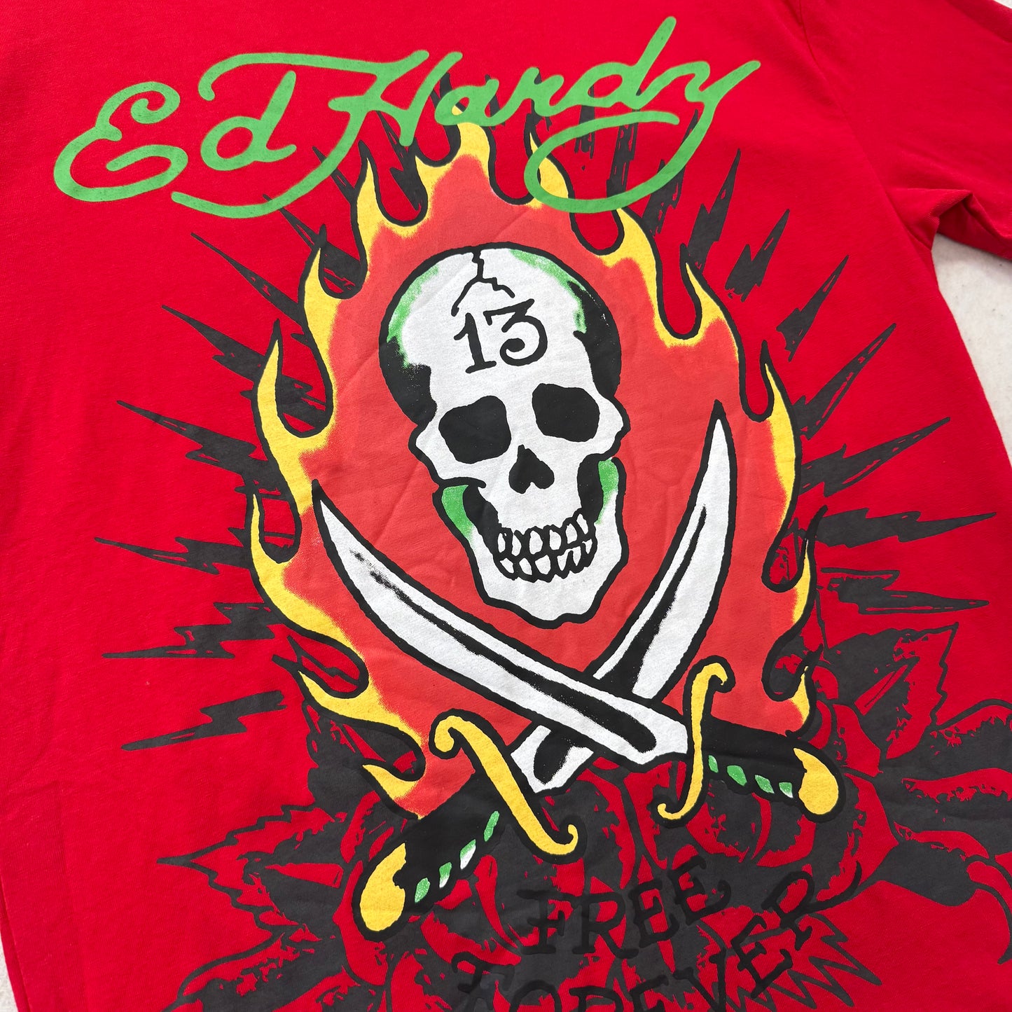ED HARDY “Flame Skull” RED GRAPHIC TEE