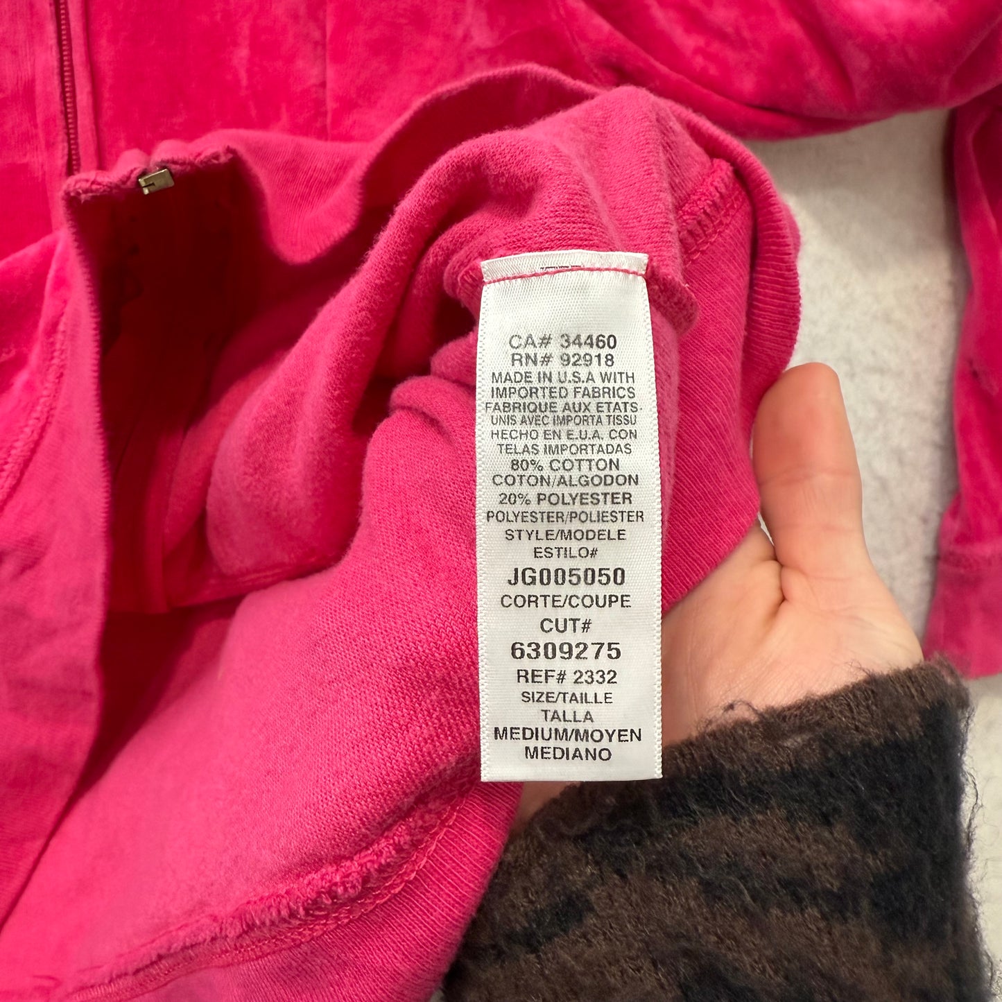 Juicy Couture Women's Hot Pink Velour Zip Up Hoodie Loungewear Preppy Y2k Size M