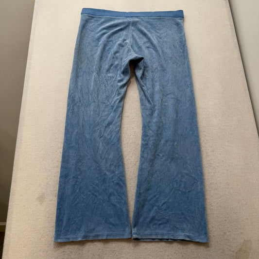 2003 Vintage Juicy Couture Women Slate Blue Velour Flared Track Pant Y2k Size XL