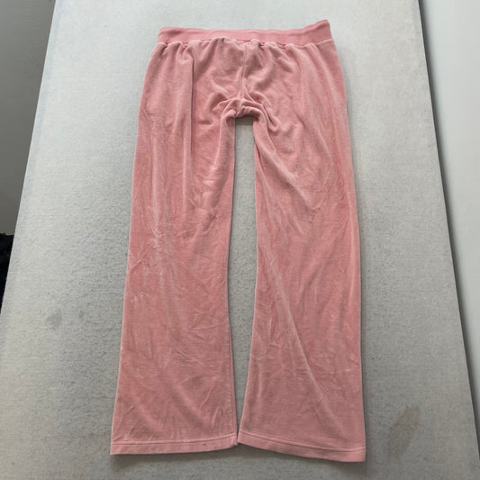 Vintage Juicy Couture Women's Pink Velour Flared Track Pant Loungewear Size L