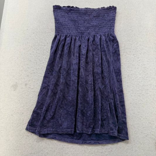 Juicy Couture Women's Navy Blue Terry Cloth Smocked Tube Dress Strapless Size M