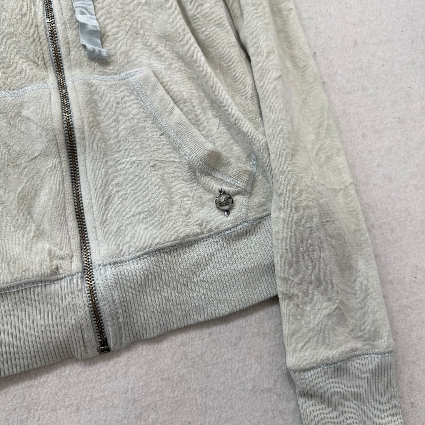 Hollister Women's Gray Velour Zip Up Hoodie Long Sleeves Loungewear Y2K Size XS