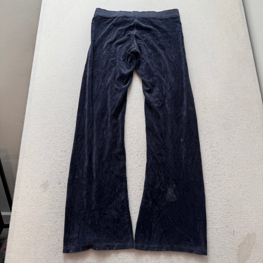 2003 Vintage Juicy Couture Women's Navy Blue Velour Flared Track Pant Y2K Size S