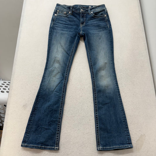 Miss Me Chloe Women's Blue Denim Bootcut Jeans Embellished Flap Pockets Size 30
