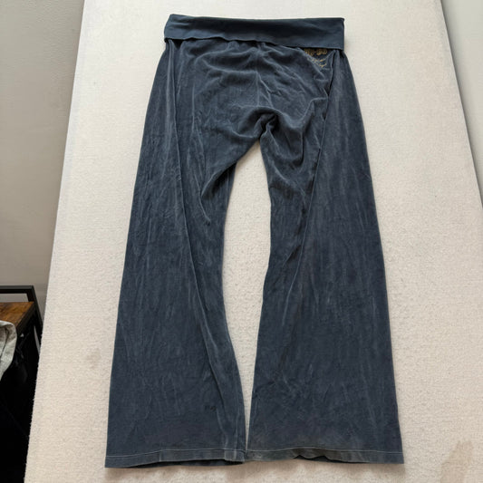 PINK Victoria's Secret Women's Charcoal Gray Velour Flare Track Pant Logo Size L