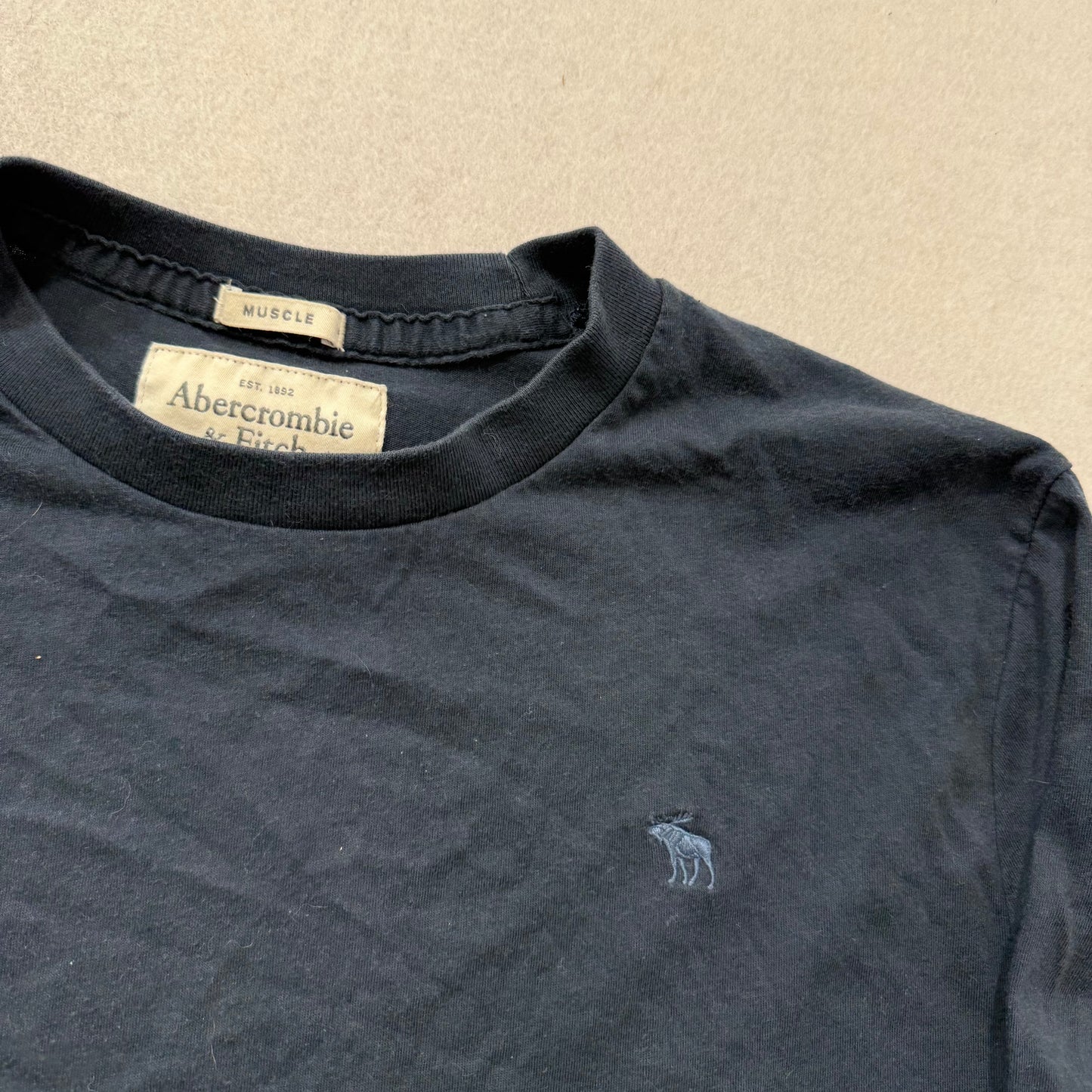 Abercrombie & Fitch Co. Men's Deep Navy Cotton T-Shirt Long Sleeves Tee Size XL