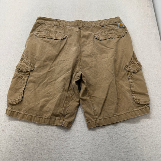 Carhartt Men's Khaki Canvas Cargo Shorts Relaxed Fit Pocket Classic Logo Size 40