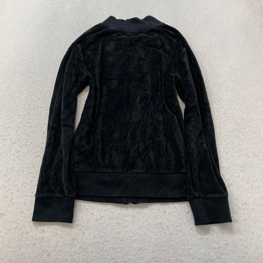 Puma Women's Jet Black Velour Zip-Up Track Jacket Loungewear Casual Logo Size M