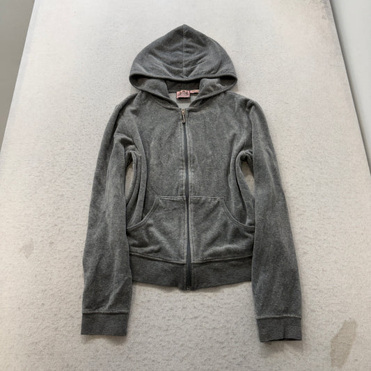 Vintage Juicy Couture Scottie Dogs Women's Gray Velour Zip-Up Hoodie Logo Size S
