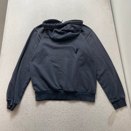 Carhartt Men's Navy Blue Cotton Pullover Hoodie Pocket Drawstring Logo Size S