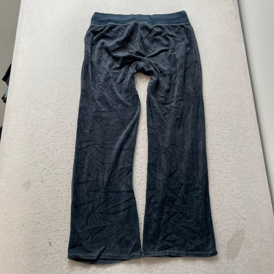 Juicy Couture Women's Navy Velour Flared Track Pant Drawstring Loungewear Size M