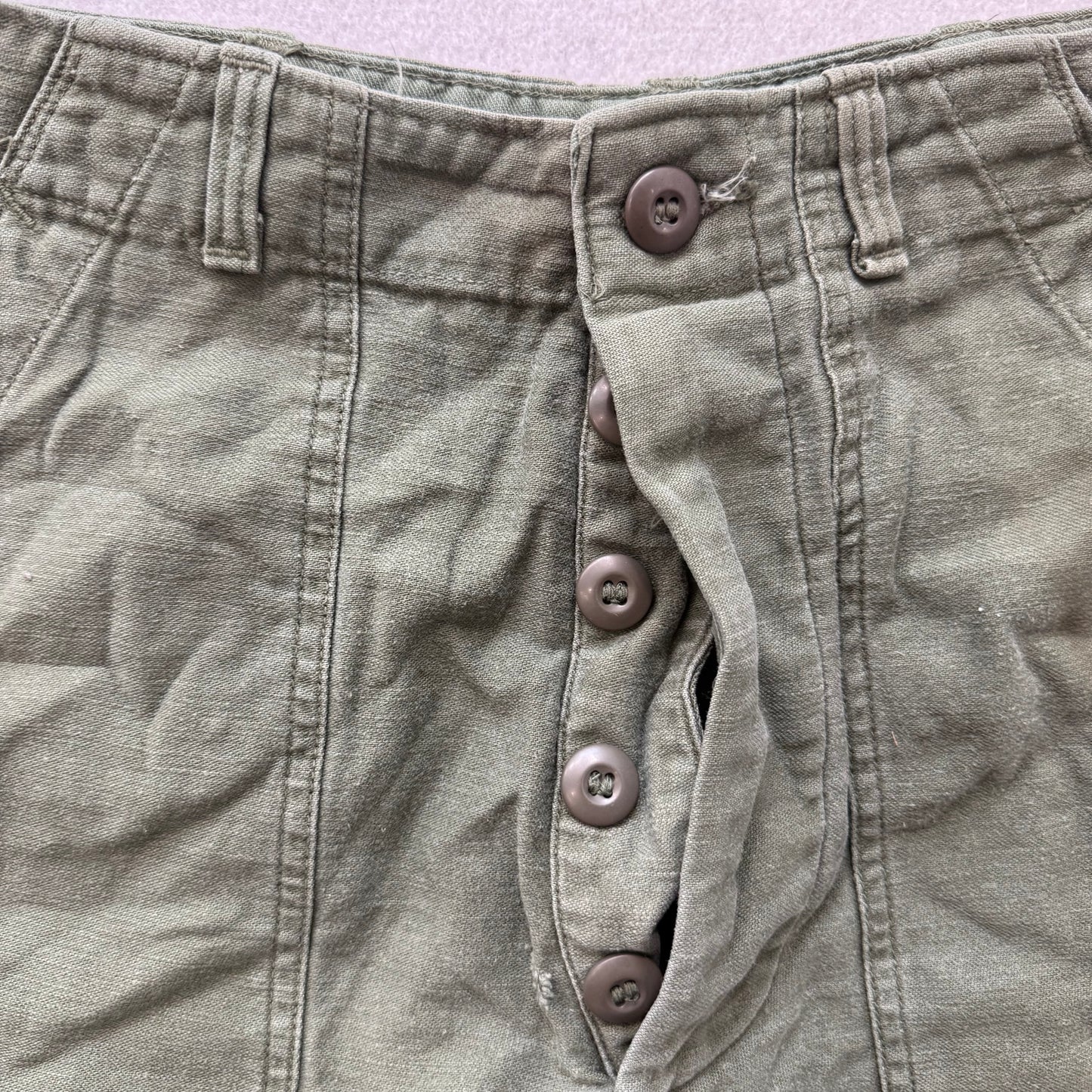 Vintage OG-107 Men Olive Green Type 1 Military Field Cut Off Shorts Army Size 28