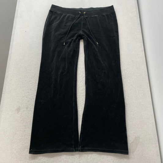 Juicy Couture Women's Black Velour Flared Leg Track Pants Drawstring Y2k Size XL