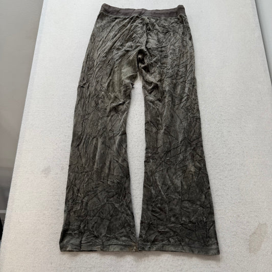 Vintage Juicy Couture Women's Dusty Olive Velour Flared Track Pant Preppy Size L