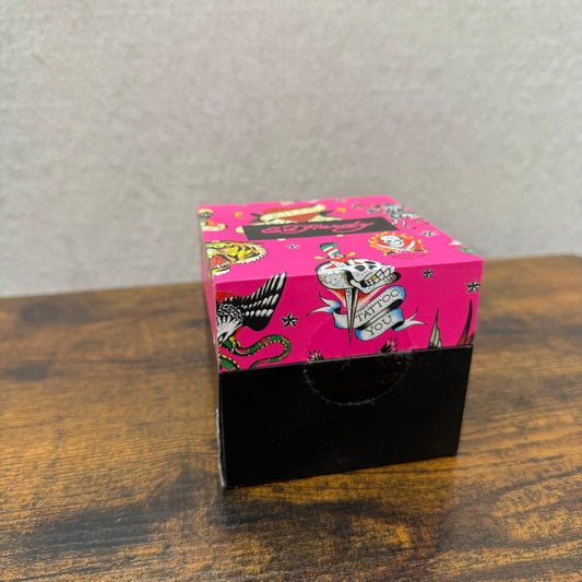Ed Hardy Women's Gold-Tone Skull and Roses Black Silicone Strap Octagonal Watch