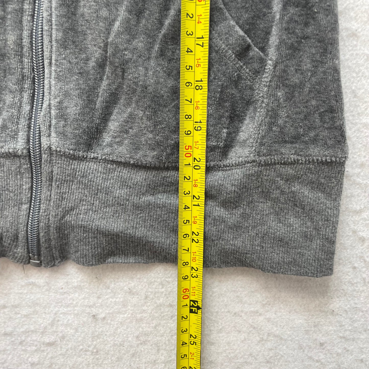 Vintage Juicy Couture Women's Gray Velour Zip-Up Track Jacket Long Sleeve Size S