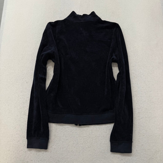 Vintage Juicy Couture Women's Navy Velour Full Zip Track Jacket Mock Neck Size L