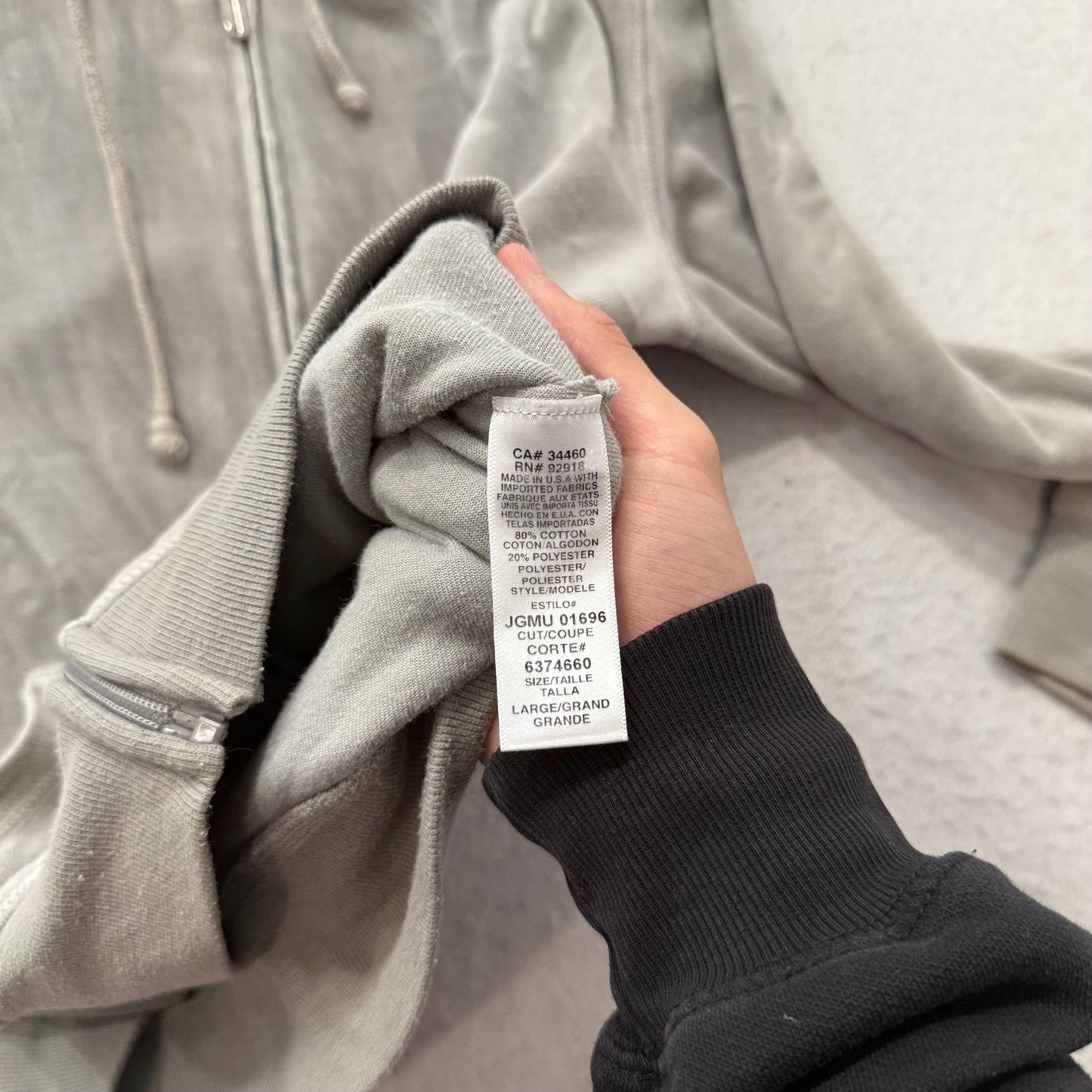 Vintage Juicy Couture Womens Gray Velour Zip-Up Hoodie Drawstring Pockets Size L