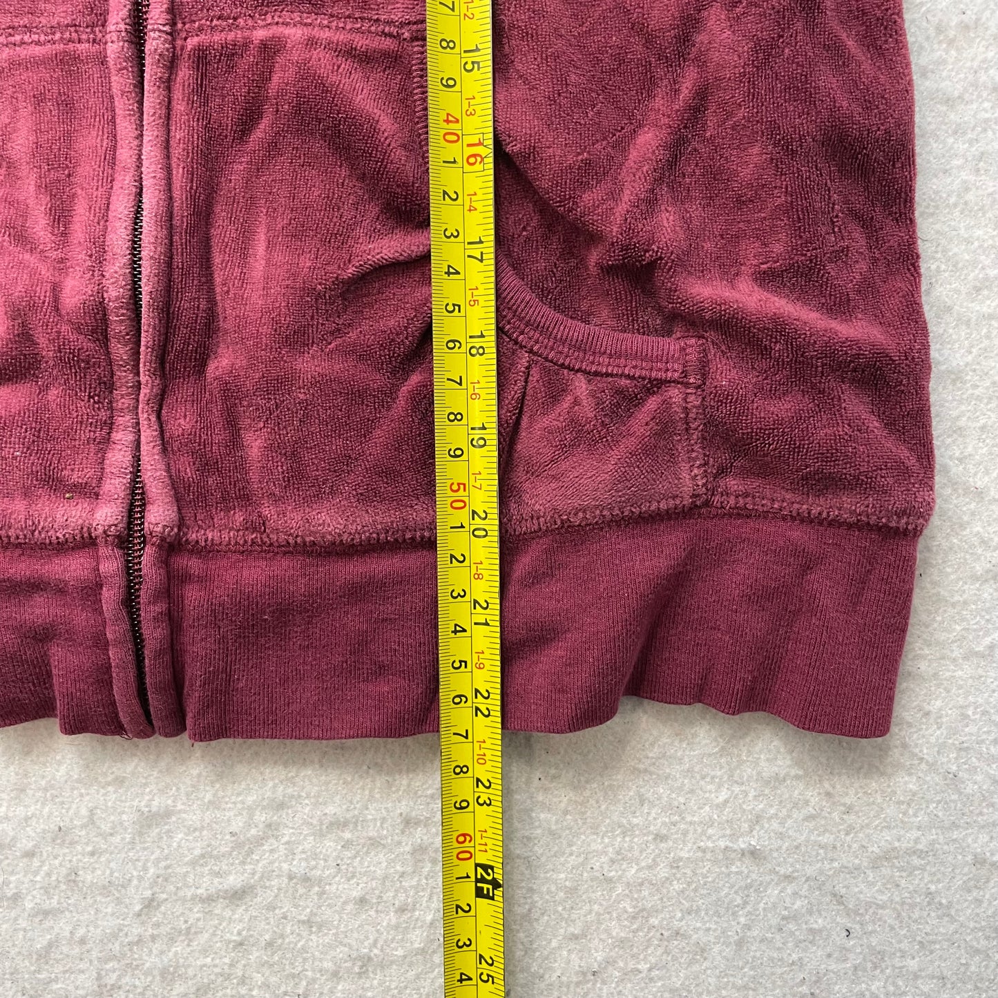 Juicy Couture Women's Burgundy Velour Zip-Up Hoodie Drawstring Loungewear Size M