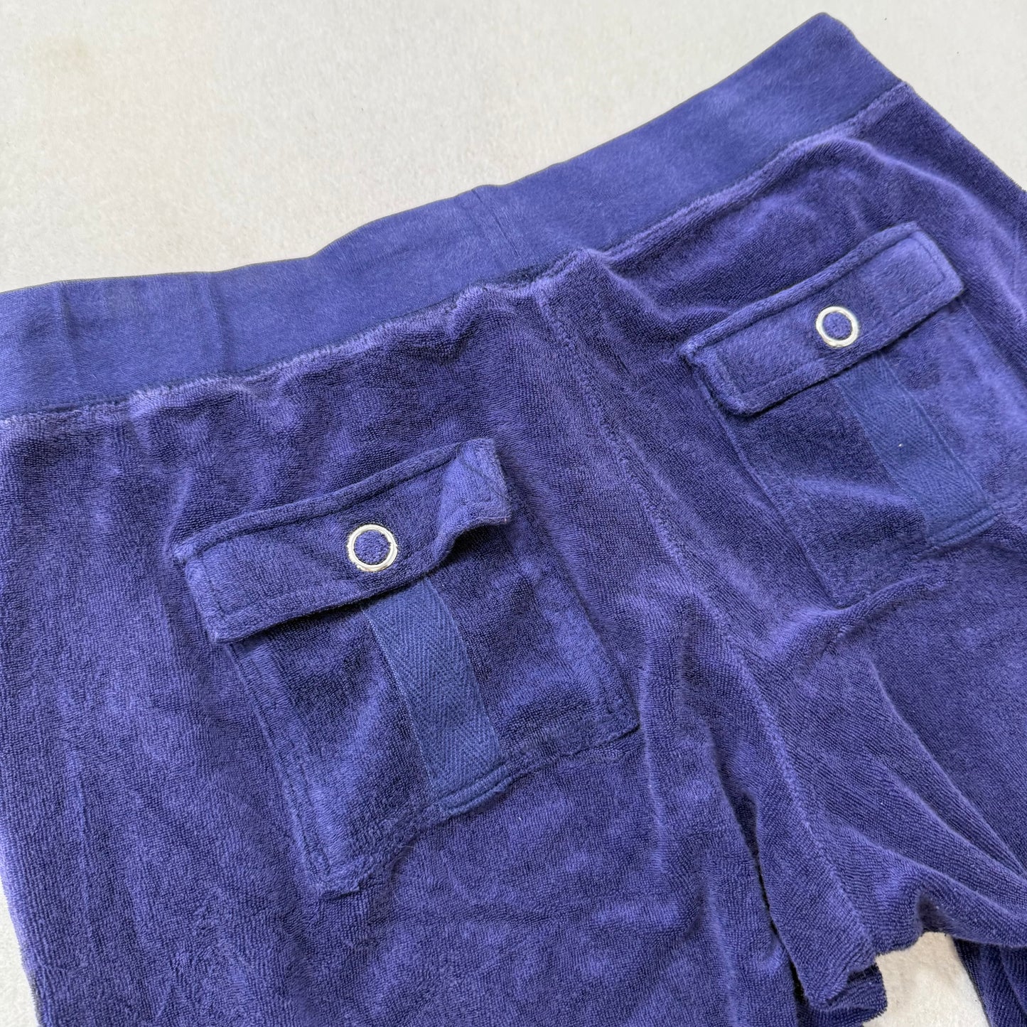 Juicy Couture Women's Purple Terrycloth Flare Track Pant Back Snap Pocket Size M