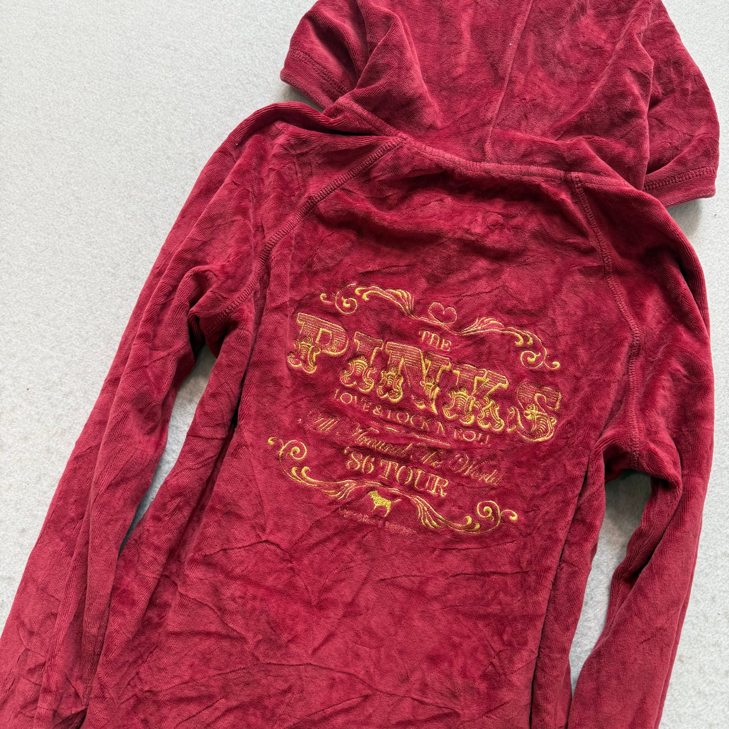 PINK Victoria's Secret Women's Maroon Velour Zip-Up Hoodie Casual Logo Size XS