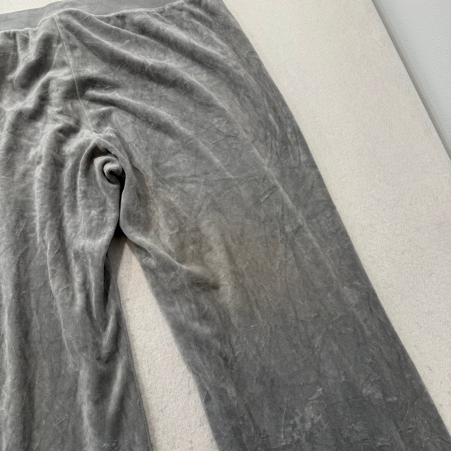 Juicy Couture Women's Light Graphite Velour Flared Wide Leg Track Pant Size XL