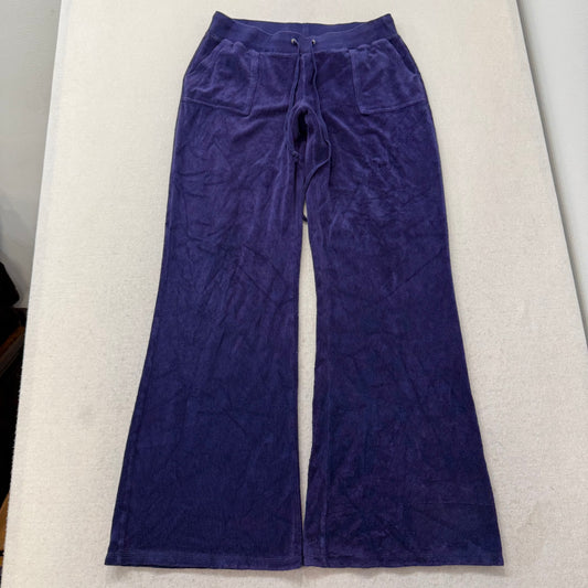Juicy Couture Women's Purple Terrycloth Flare Track Pant Back Snap Pocket Size M