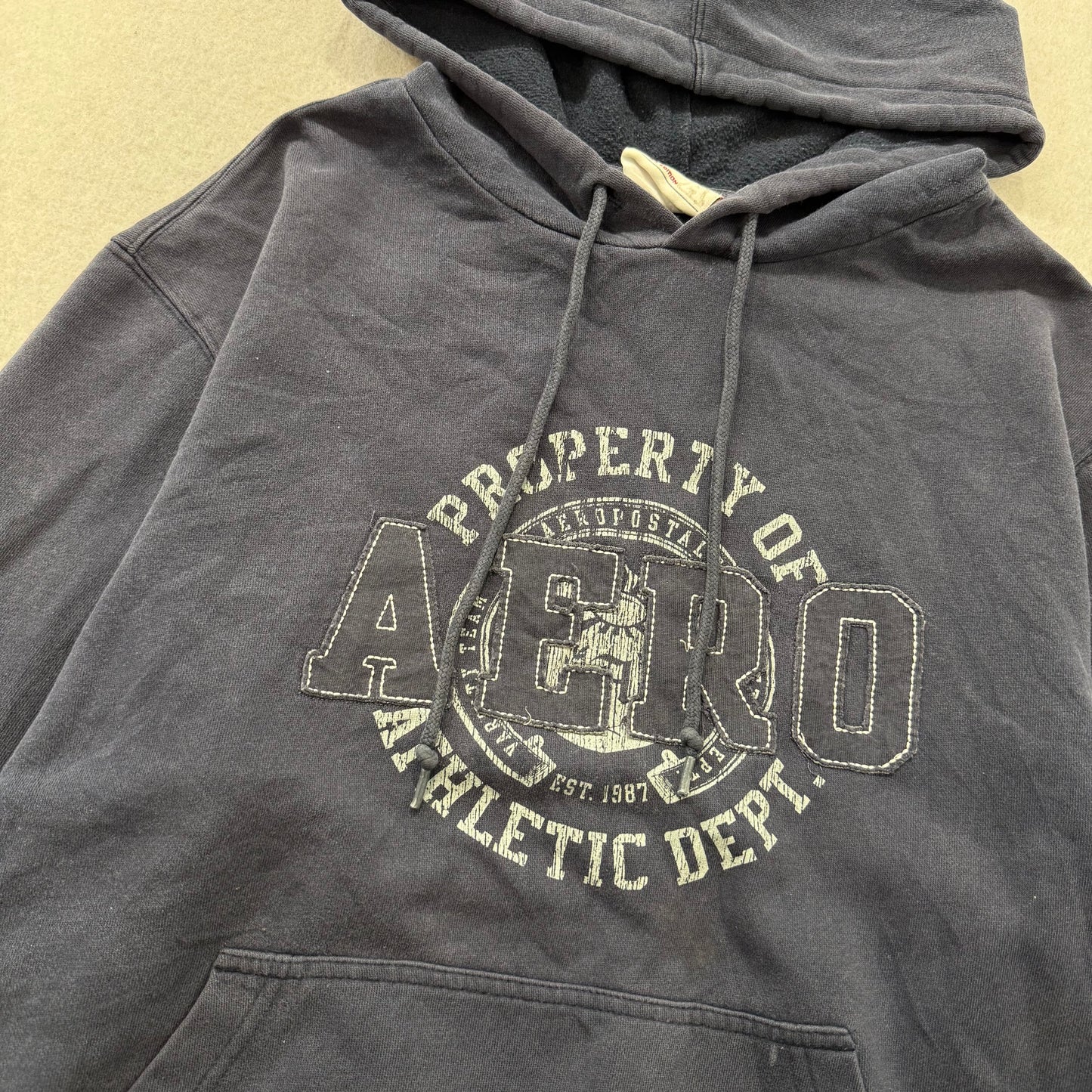 Aeropostale Navy Cotton Blend Hoodie Long Sleeves Logo Limited Edition Size M