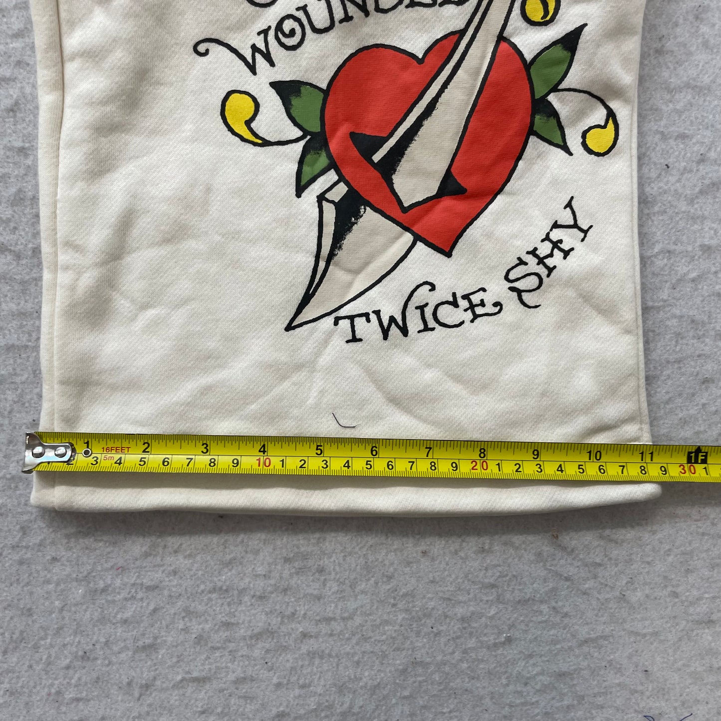 Ed Hardy "Dagger Heart" Women White Fleece Wide Leg Sweatpants Drawstring Size L