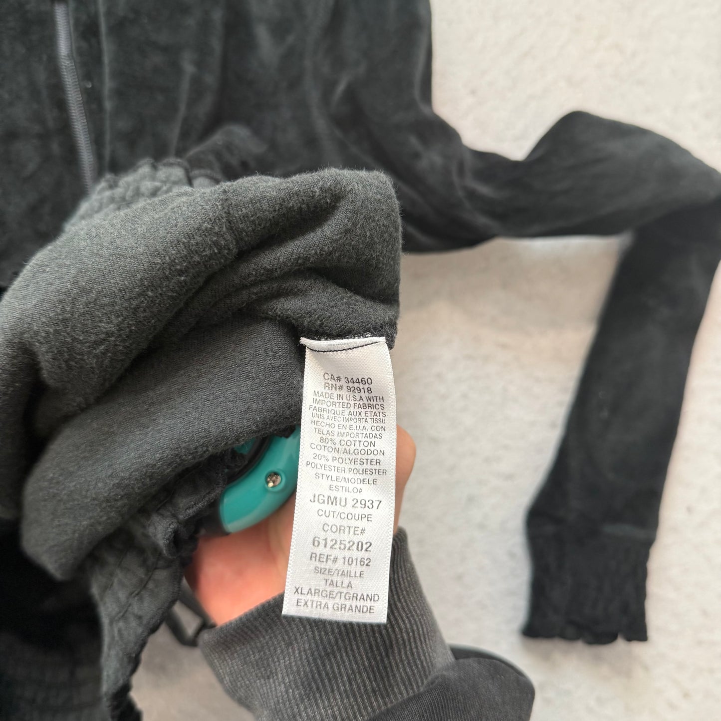 Juicy Couture Women's Black Velour Full Zip Hoodie Loungewear Pocket Y2k Size XL