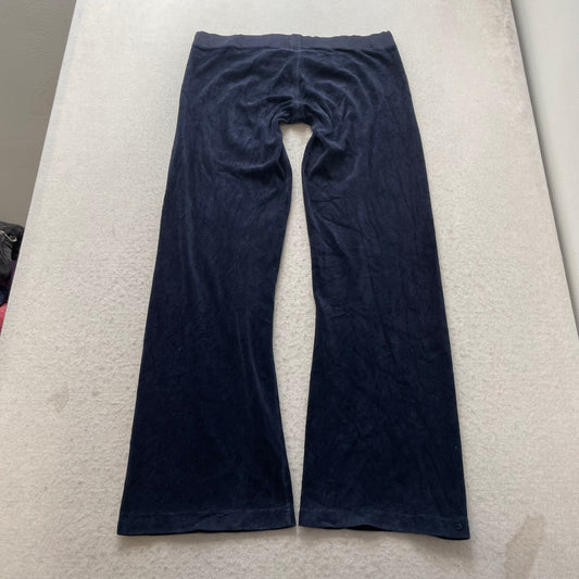 2003 Vintage Juicy Couture Women Navy Velour Flared Track Pant Drawstring Size S