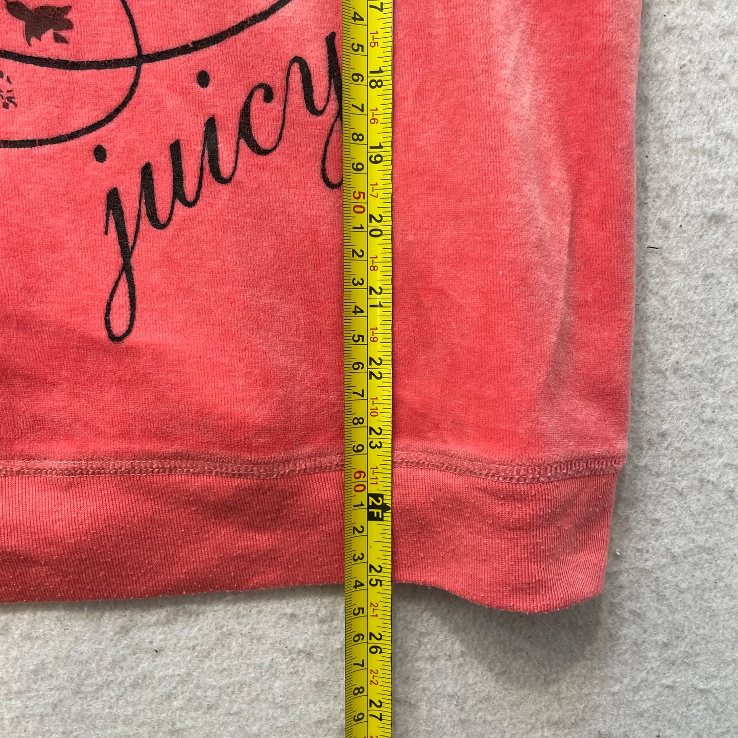 Juicy Couture Womens Coral Velour Zip-Up Hoodie Butterfly Graphic Pockets Size M