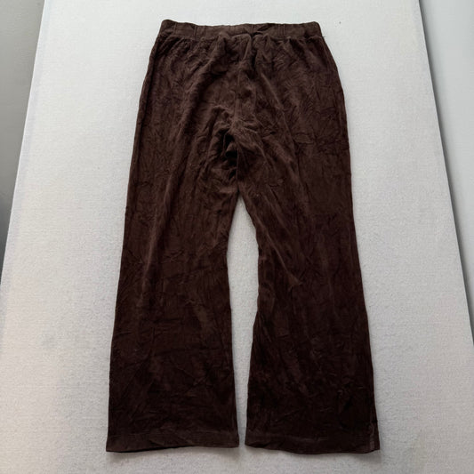 Vintage Juicy Couture Women's Brown Velour Flared Wide Leg Track Pants Size L