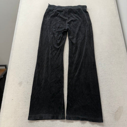 Juicy Couture Women's Black Velour Flare Track Pant Drawstring Loungewear Size M