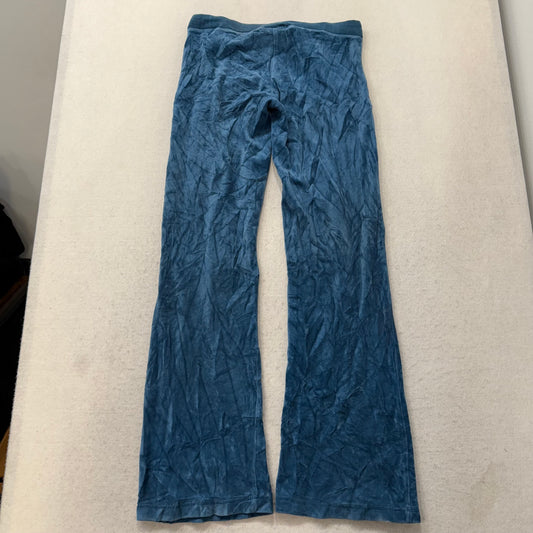 Vintage Juicy Couture Women Petrol Blue Velour Flared Track Pant Low Rise Size S