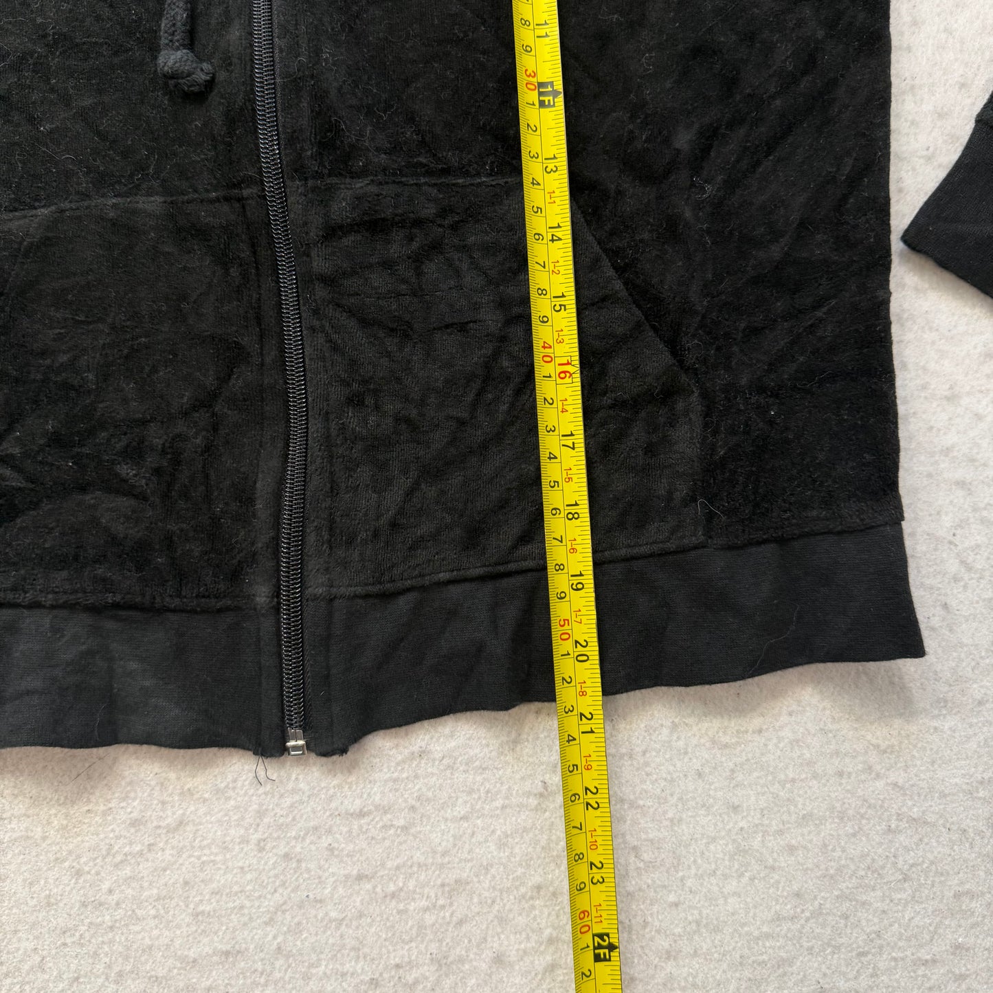 Juicy Couture Women's Black Velour Tracksuit Set Zip-Up Hoodie & Pant Size M/L