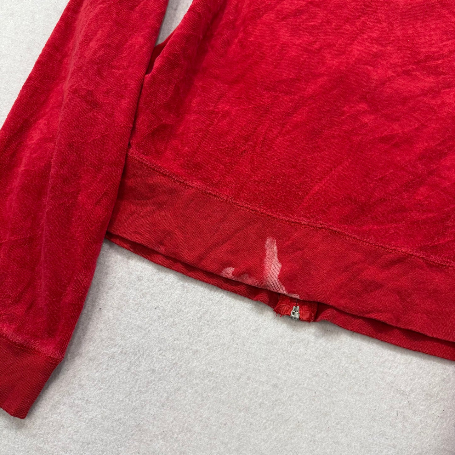 Baby Phat Women's Red Velour Zip Up Hoodie Rhinestones Logo Loungewear Size XL
