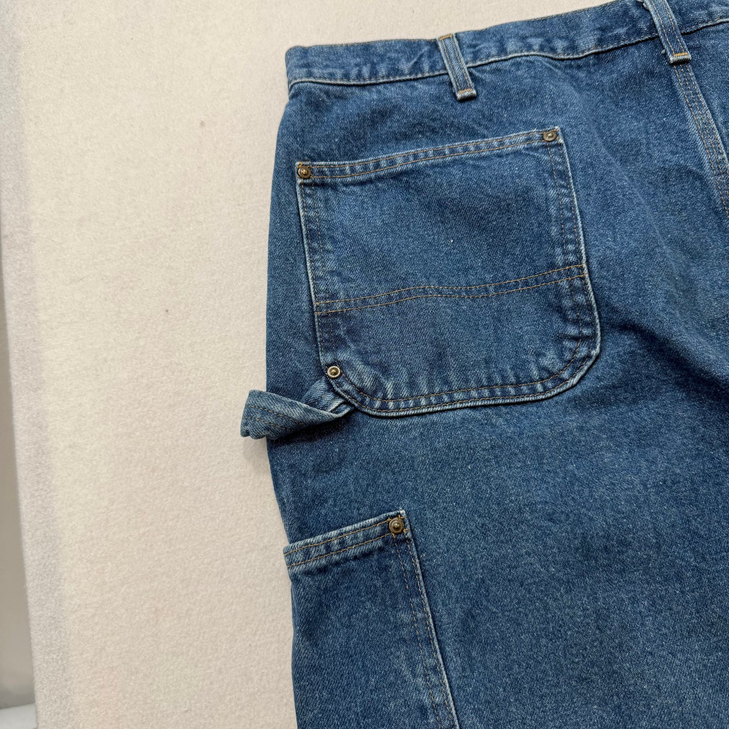 Carhartt Men's Blue Denim Double Knee Baggy Carpenter Jeans Hammer Loop Size 42