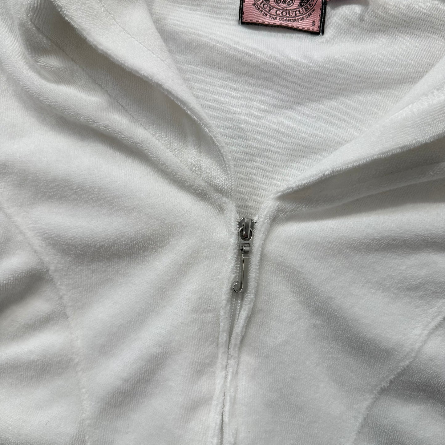 Juicy Couture White Terrycloth Tracksuit Set Zip Up Hoodie & Flared Pant Size S