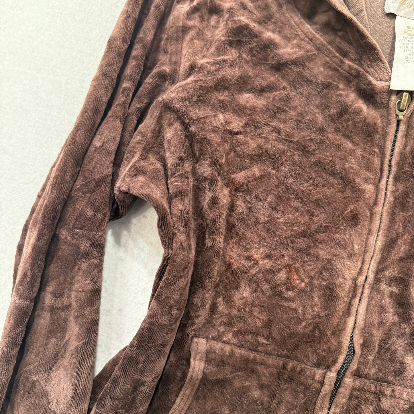 Vintage Baby Phat Womens Dark Brown Velour Zip Up Hoodie Embroidered Logo Size L