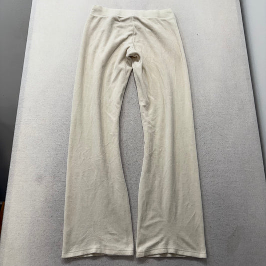 Juicy Couture Women's Cream Velour Flared Track Pant Monogram Crown Logo Size S