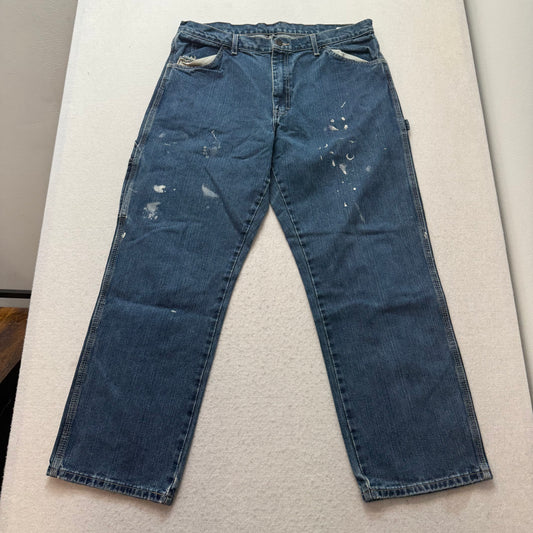 Dickies Men's Blue Denim Carpenter Jeans Pockets Workwear Relaxed Fit Size 36x30