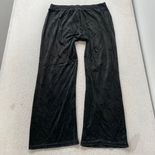 Juicy Couture Women's Black Velour Flared Leg Track Pants Drawstring Y2k Size XL