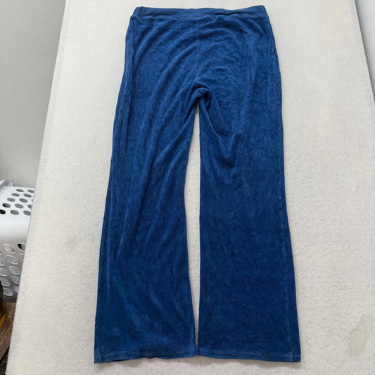 Vintage Juicy Couture Women's Sapphire Blue Velour Flared Track Pant Y2K Size L