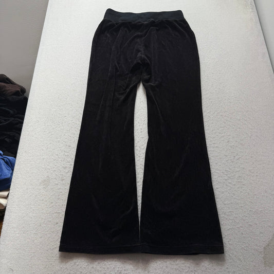 Vintage Juicy Couture Women's Black Velour Flared Track Pants Drawstring Size S