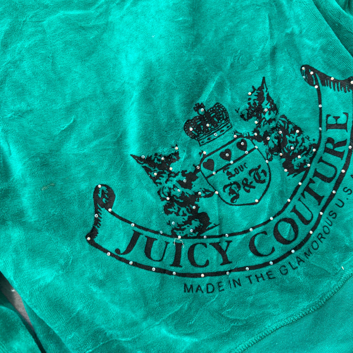 Vintage Juicy Couture “Scottie Dogs” Women's Emerald Green Zip Up Hoodie Size L